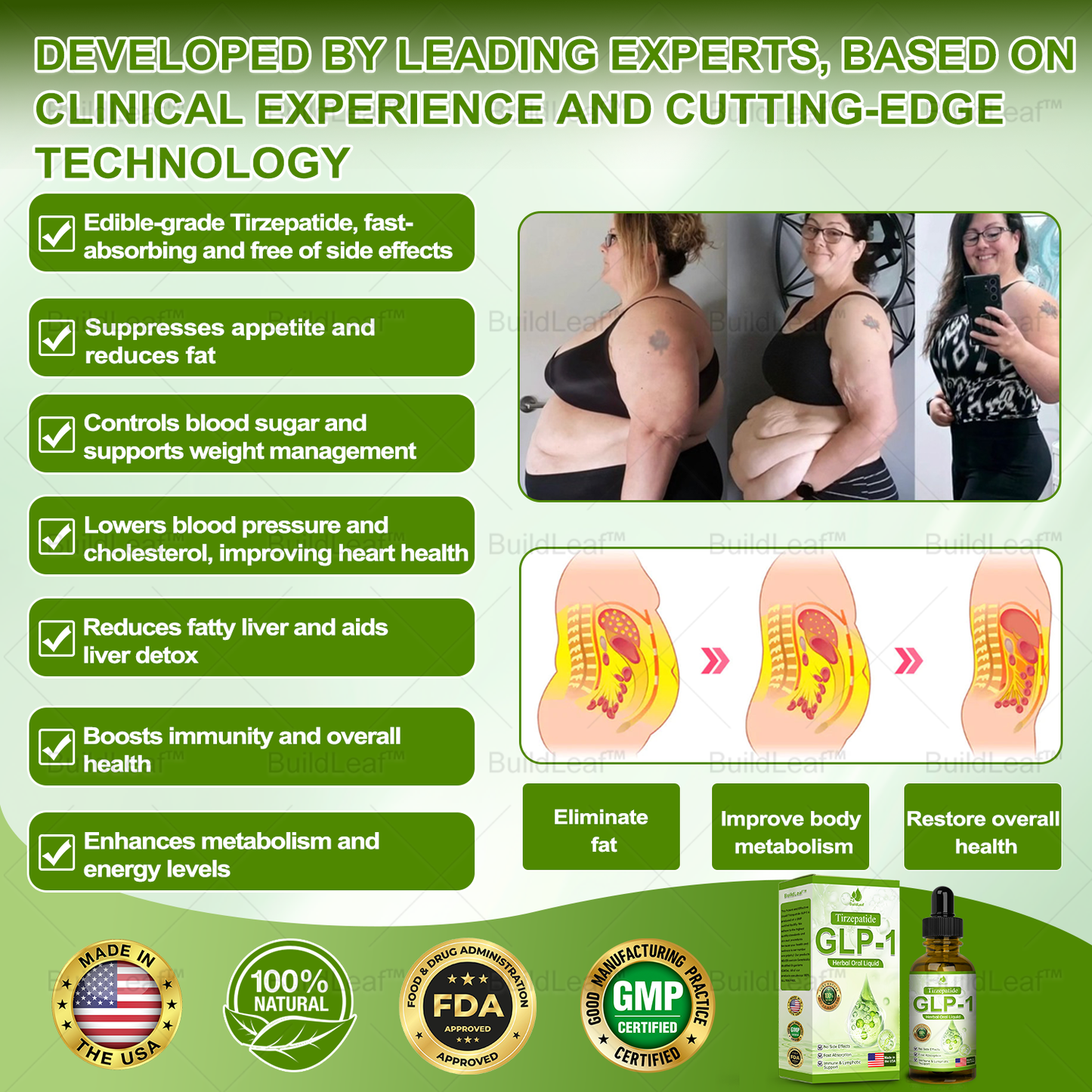 𝐁𝐮𝐢𝐥𝐝𝐋𝐞𝐚𝐟® 💎💎𝐓𝐈𝐑𝐙𝐄𝐏𝐀𝐓𝐈𝐃𝐄 𝐆𝐋𝐏-𝟏 𝐇𝐞𝐫𝐛𝐚𝐥 𝐎𝐫𝐚𝐥 𝐋𝐢𝐪𝐮𝐢𝐝 | 𝐎𝐛𝐞𝐬𝐢𝐭𝐲, 𝐋𝐲𝐦𝐩𝐡𝐞𝐝𝐞𝐦𝐚, 𝐃𝐢𝐚𝐛𝐞𝐭𝐞𝐬, 𝐂𝐚𝐫𝐝𝐢𝐨𝐯𝐚𝐬𝐜𝐮𝐥𝐚𝐫 𝐝𝐢𝐬𝐞𝐚𝐬𝐞, 𝐇𝐢𝐠𝐡 𝐛𝐥𝐨𝐨𝐝 𝐩𝐫𝐞𝐬𝐬𝐮𝐫𝐞, 𝐅𝐚𝐭𝐭𝐲 𝐥𝐢𝐯𝐞𝐫, 𝐚𝐧𝐝 𝐆𝐮𝐭 𝐡𝐞𝐚𝐥𝐭𝐡 𝐢𝐬𝐬𝐮𝐞𝐬